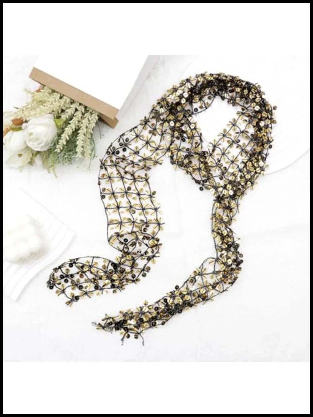 Sequin Fashion Scarf for Women, Skinny Sparkle Scarf, Party Accessory,